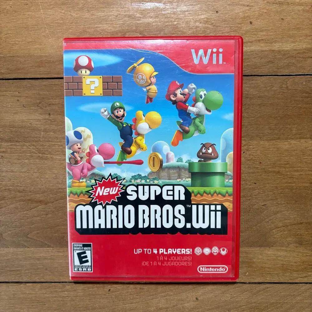 New Super Mario Bros Wii Nintendo 2009 Game Authentic Red Case UN-Tested AS IS